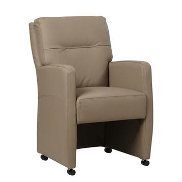 Leren eetkamerstoel Sharp - Hermes Mocca (taupe/bruin) -, Eigentijds, Modern, Bruin, Nieuw, Leer