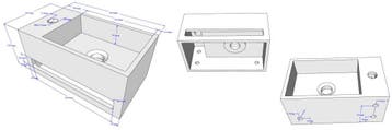 Solid Surface fontein & handdoekhouder links 356x203x159, Ophalen of Verzenden, Nieuw