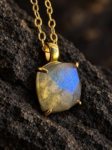 labradoriet Ketting van 925 sterlingzilver | 14K goud