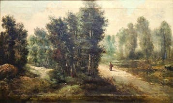 Catalan School (XIX) - XL - Wooded Landscape with a Walker