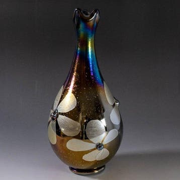 Yojo glazen vaas met Miyajima-aarde en bloemmotief - Glas -, Antiek en Kunst