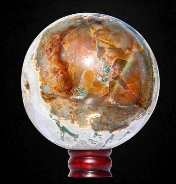7,3 kg Geode Grote mosagaatbol - Rode en Witte kristallenbol