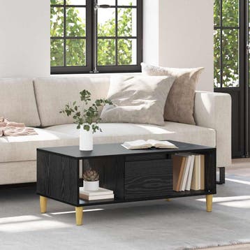 vidaXL Salontafel Zwart Eiken 90 x 50 x 26.5 cm Bewerkt hout, Verzenden, Nieuw, Overige houtsoorten, 50 tot 100 cm