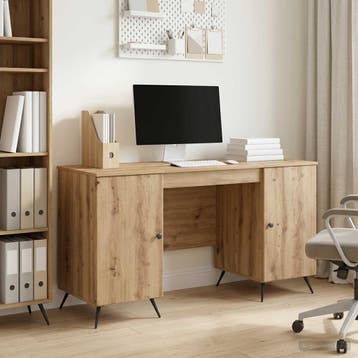 vidaXL Bureau Artisanaal eiken 142,5 x 50 x 75 cm Bewerkt, Huis en Inrichting, Verzenden, Nieuw