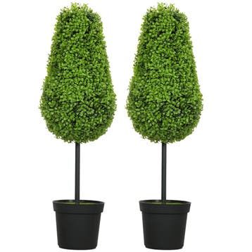 TRUUSK Set van 2 Kunstmatige Buxus 90cm - Traanvormig - Plas, Verzenden, Nieuw