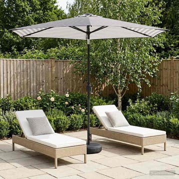 vidaXL Tuinparasol met LED-lampen en voet 270 x 270 cm, Verzenden, Nieuw, 2 tot 3 meter