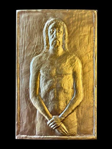Enrico Manfrini (1917-2004) - Reliëf, Uomo della Sindone -