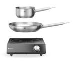 Set: Inductie Kookplaat 3500w + Steelpan + Koekenpan, Hendi,, Ophalen of Verzenden, Nieuw in verpakking