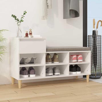 vidaXL Schoenenkast 102x36x60 cm bewerkt hout wit, Verzenden, Nieuw