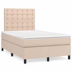 vidaXL Boxspring met matras en LED kunstleer cappuccinokleur, Verzenden, Nieuw, 190 cm of minder, Twijfelaar