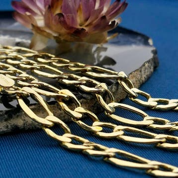 Bicolor gouden Figaro schakelketting, Ophalen of Verzenden, Gebruikt, Goud, Goud