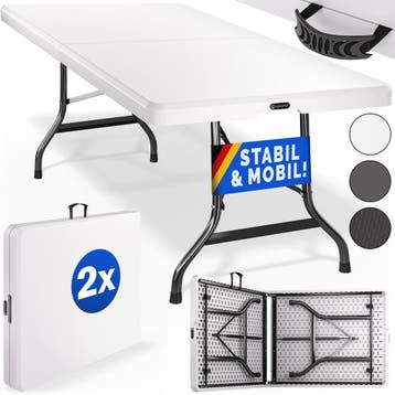 Klaptafel 2 stuks Wit Kunststof 183x76x74cm Inklapbaar, Verzenden, Nieuw