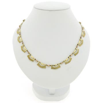 Bicolor gouden fantasie schakelketting, Sieraden, Tassen en Uiterlijk, Ophalen of Verzenden, Gebruikt, Goud, Goud