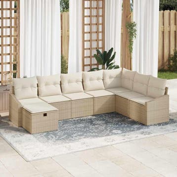 vidaXL Tuin Sofa Set 8 st poly rattan, Verzenden, Nieuw, Rotan, 8 zitplaatsen