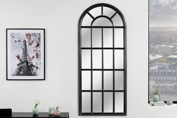 Design wandspiegel CASTILLO 140cm zwart raam in landelijke, Huis en Inrichting, Ophalen of Verzenden, Nieuw