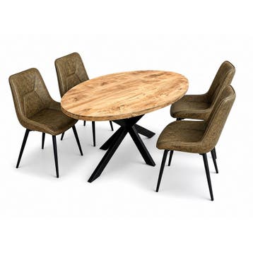 Silvia Deal 150cm mango + 4x Houston hunter, Huis en Inrichting, Stoelen, Ophalen of Verzenden, Nieuw