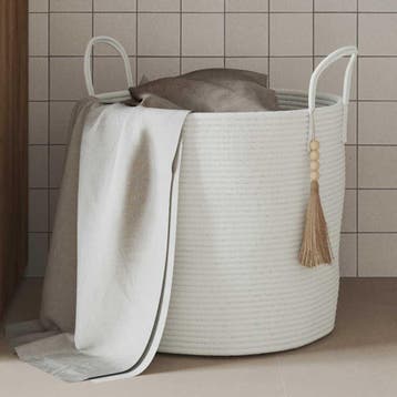 vidaXL Opbergmand Ø 40x35 cm katoen wit, Huis en Inrichting, Woonaccessoires | Schalen en Manden, Verzenden, Nieuw