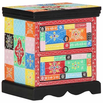 vidaXL Nachtkastje Multikleur 40 x 35 x 45 cm Massief Mango, Huis en Inrichting, Minder dan 45 cm, Verzenden, Nieuw, Minder dan 55 cm