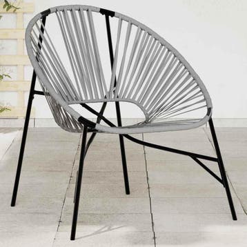 vidaXL Tuinstoel Egg poly rattan zwart en lichtgrijs, Verzenden, Nieuw