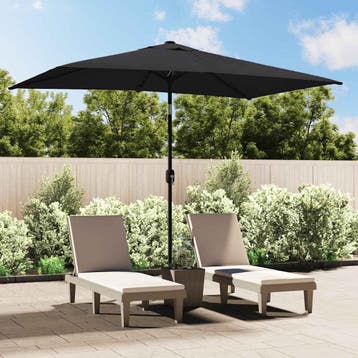 vidaXL Parasol met metalen paal 300x200 cm zwart, Verzenden, Nieuw, 3 tot 4 meter