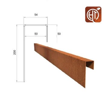 Cortenstaal u-profiel 230x5,4x20cm - maatwerk, Overige materialen, Minder dan 25 cm, Border, Minder dan 25 cm