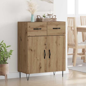 vidaXL Dressoir met lade Artisan Eiken 69,5 x 34 x 90 cm, Verzenden, Nieuw, Overige houtsoorten, Minder dan 50 cm