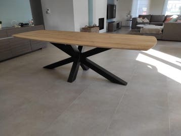 Aerts eiken, eettafel, Deens ovaal + spinpoot (A-keuze), Nieuw, Eikenhout