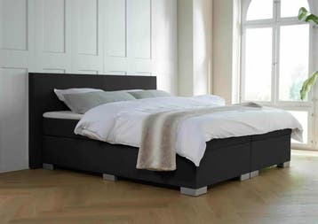 ACTIE! Boxspring Milano 160 200 Zwart, Verzenden, Zwart, 200 cm, Modern
