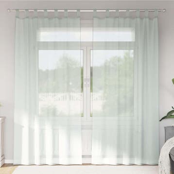 vidaXL Gordijnen voile met lussen 2 st 140x225 cm lichtgrijs, Verzenden, Nieuw, Grijs