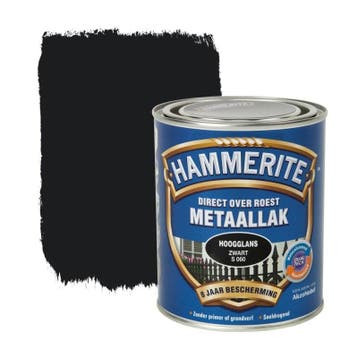 Hammerite Metaallak Zwart S060 Hoogglans 750 ml, Doe-het-zelf en Verbouw, Verf, Beits en Lak, Ophalen of Verzenden, Nieuw