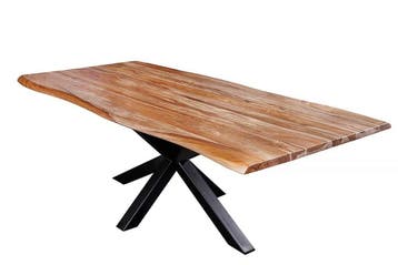 Massief houten eettafel MAMMUT 200cm Sheesham zwart frame, Ophalen of Verzenden, Nieuw