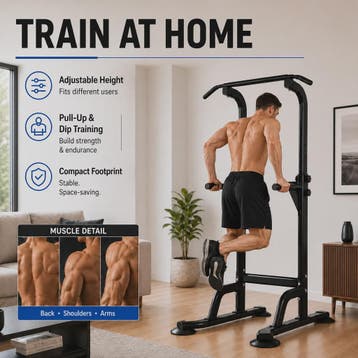 Power Tower Pull Up & Dip Station: 6-in-1 Home Gym voor Krac, Verzenden, Nieuw
