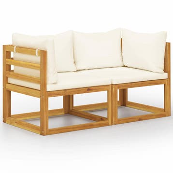 vidaXL Tuinbank 2-zits met crèmewitte kussens, Tuin en Terras, Tuinbanken, Verzenden, Nieuw, Hout