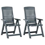 vidaXL Tuinstoelen 2 st verstelbaar kunststof groen, Verzenden, Nieuw, Kunststof