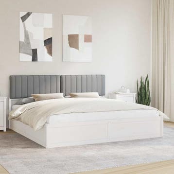 vidaXL Bedframe met Gevoerd Hoofdgedeelte Lichtgrijs 200 x, Verzenden, Nieuw, Tweepersoons, Hout