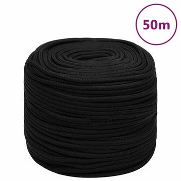 vidaXL Werktouw 8 mm 50 m polyester zwart, Verzenden, Nieuw