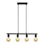 B.K.Licht Retro Vintage Zwarte 4-lichts Hanglamp (E27 max..., Ophalen of Verzenden, Nieuw