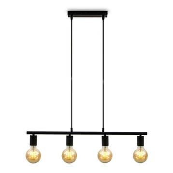 B.K.Licht Retro Vintage Zwarte 4-lichts Hanglamp (E27 max..., Ophalen of Verzenden, Nieuw