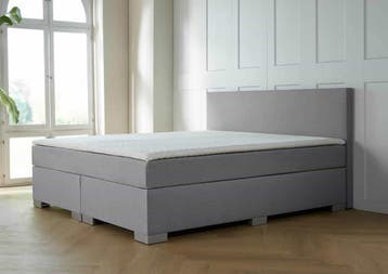 ACTIE! Boxspring Barcelona 140 200 Grijs, Verzenden, Nieuw, 140 cm, Twijfelaar