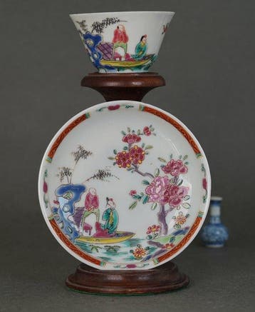 Qianlong (1735-1796) - Kop en schotel (2) - Man and Woman on