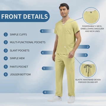 Niaahinn Heren Scrubs Set - Medische Werkkleding voor Zieken, Verzenden