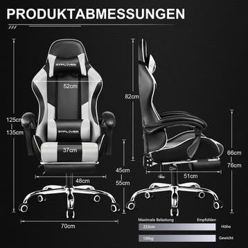 GTPLAYER Gaming stoel, bureaustoel, ergonomische gamerstoel, Verzenden, Zo goed als nieuw