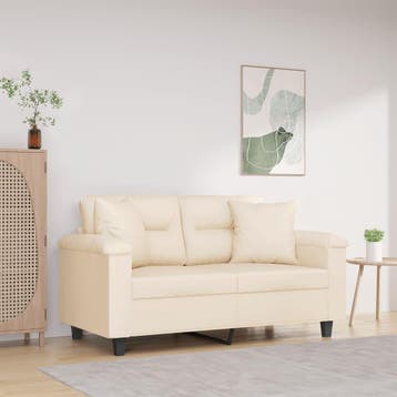 vidaXL Tweezitsbank met kussens 120 cm microvezelstof beige, Huis en Inrichting, Banken | Bankstellen, Verzenden, 150 tot 200 cm