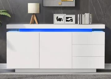 Hoogglans Dressoir 140 cm met LED-Verlichting & Lades, Verzenden, Nieuw