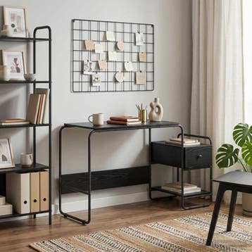 vidaXL Bureau met opbergruimte Zwart eiken 131,5 x 50 x 75,5, Verzenden, Nieuw