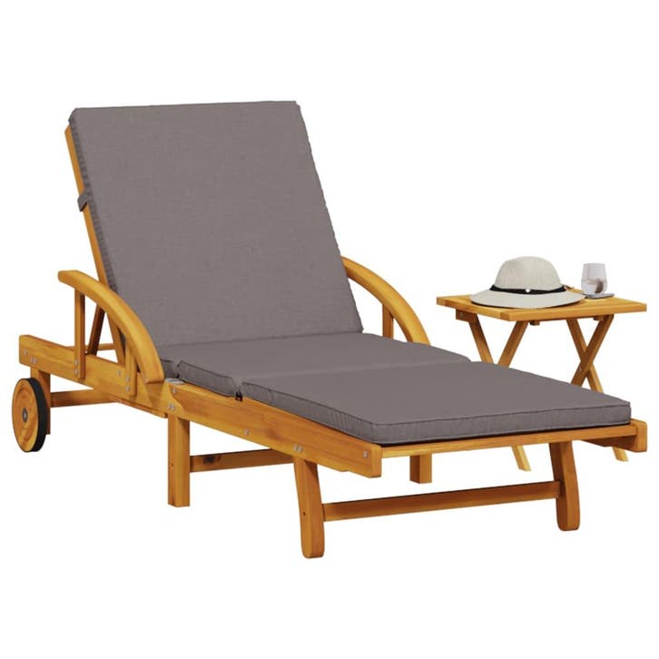 vidaXL Ligbed met kussen en tafel massief acaciahout, Tuin en Terras, Ligbedden, Nieuw, Verzenden