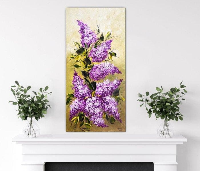 Bajor Kinga - Lilacs, Antiek en Kunst, Kunst | Schilderijen | Modern