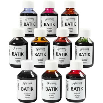 Batikverf, diverse kleuren, 10x100 ml/ 1 doos, Nieuw