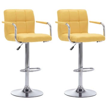 vidaXL Barstoelen 2 st stof geel, Verzenden, Nieuw