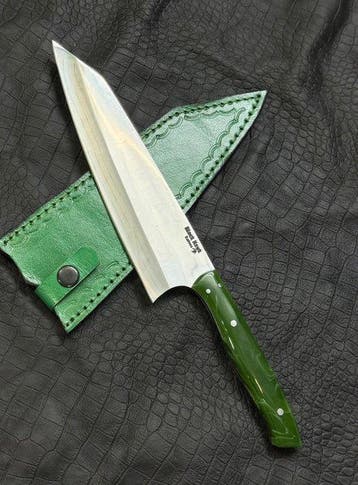 Keukenmes - Japanse mes. Handgemaakt koksmes. 12C27 staal,